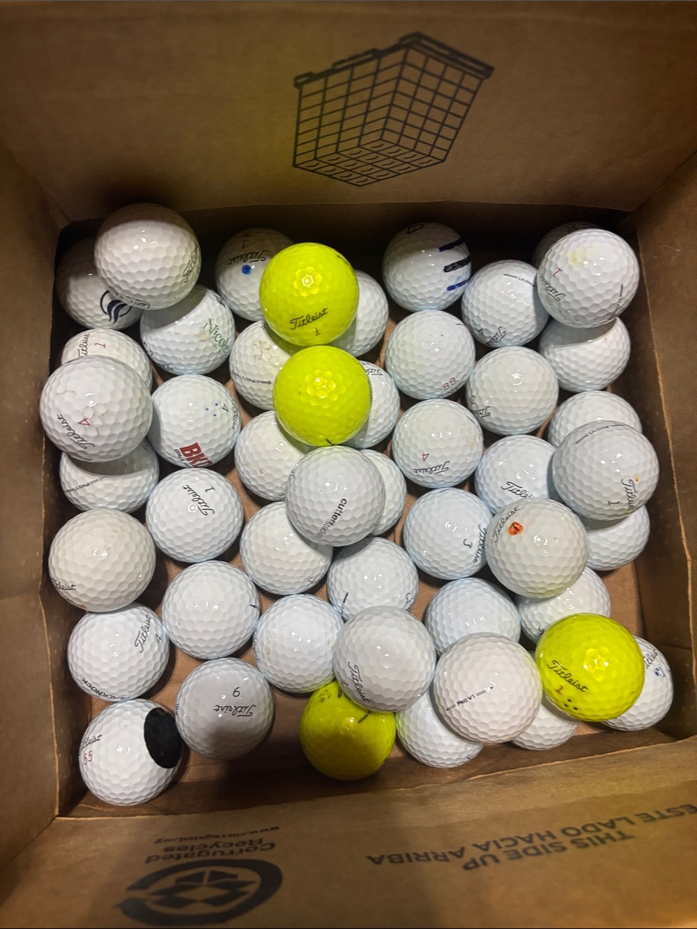 48 Titleist Prov1 v1x White and Yellow Golf Balls - Mixed Lot zero refinished